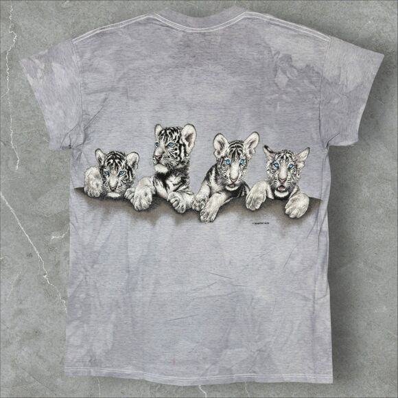 Vintage Women's Habitat White Tiger Single Stitch Animal Print Tie Dye- Large - Picture 2 of 7